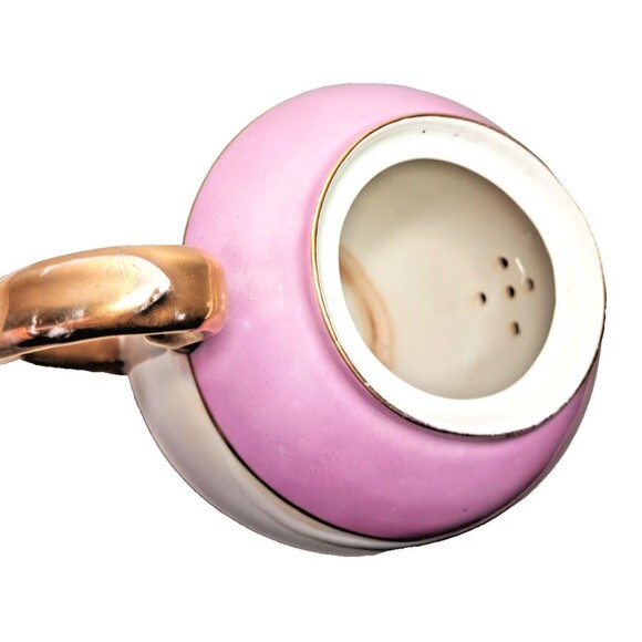 Antique G.H.O. Greiner & Herda Bavaria Lusterware Teapot Blue Pink Germany - Picture 12 of 13